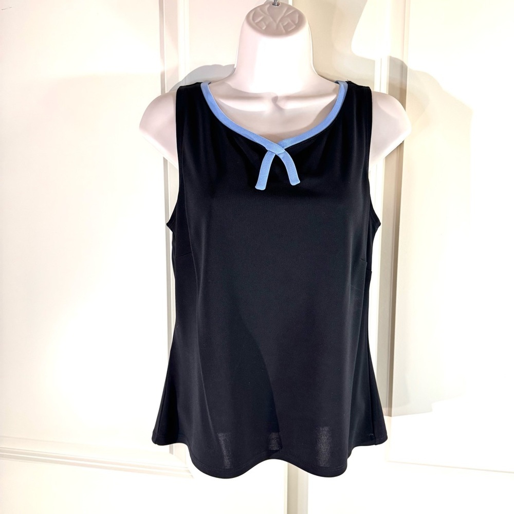 LOFT Black Tank Top with Sky Blue Trim Medium
